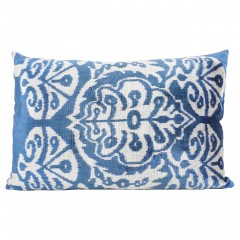 IKAT SILK UNIQUE BLUE AND WHITE FLOWER PATTERN Q405     - CUSHIONS